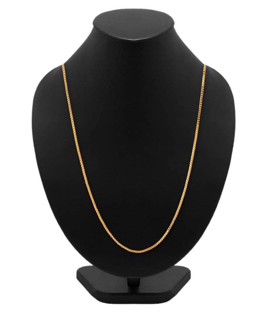 Onnet 1 Gram Gold Plated Thin Box Chain For Men     			Onnet 1 Gram Gold Plated Thin Box Chain For Men