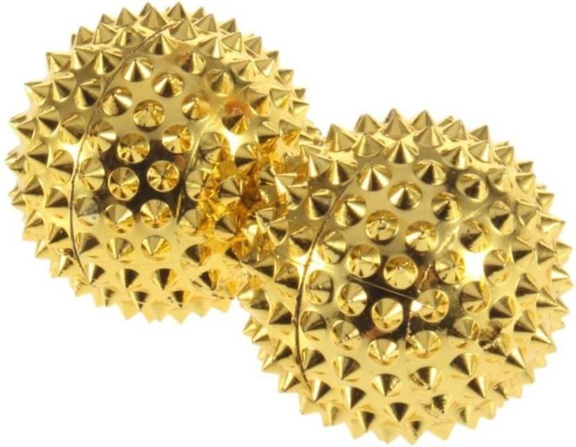     			AHCS Acupressure 2 Magnetic Hand Palm Acupuncture Ball Needle Massage Stress Relief Massager  (Gold)