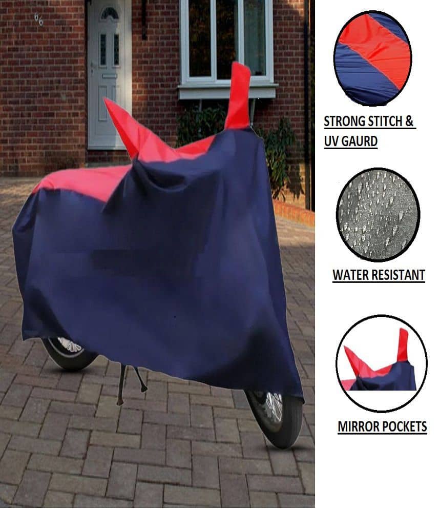HMS Dustproof UV-Gaurd Scooty/Bike Body Cover  - Red & Navy Blue- For All Scooties and Bikes Upto 150cc - Matty Fabric for Pulsar/ Hero/TVS