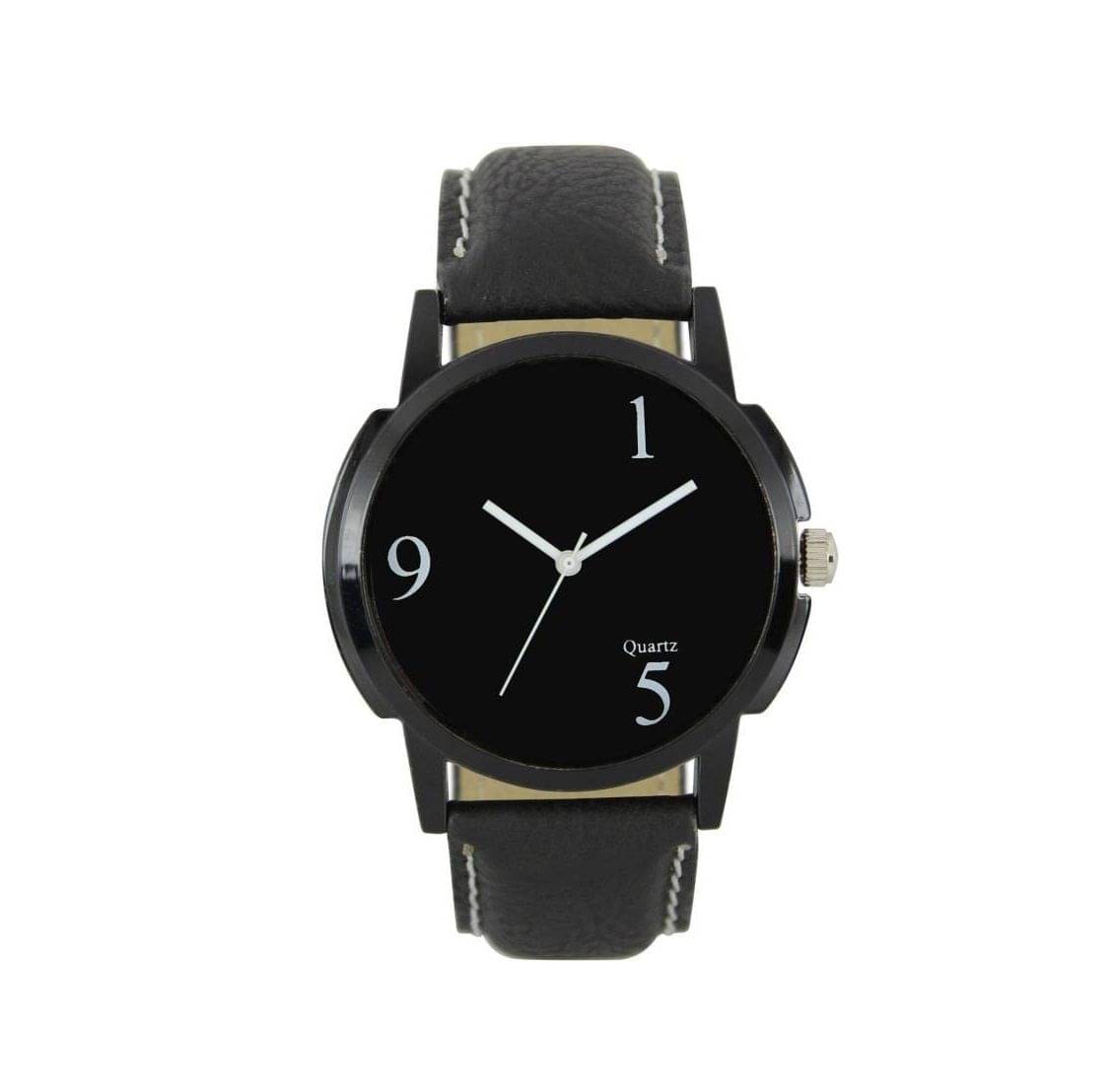     			MIENTERPRISE - Black Leather Analog Men's Watch