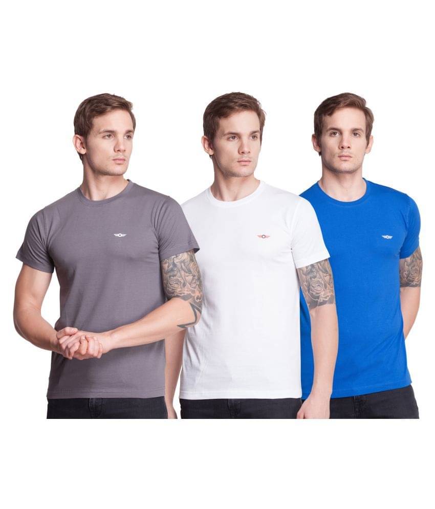Force NXT Pack of 3 Cotton Regular Fit Men's T-Shirt ( Multicolor ) Force NXT Pack of 3 Cotton Regular Fit Men's T-Shirt ( Multicolor )