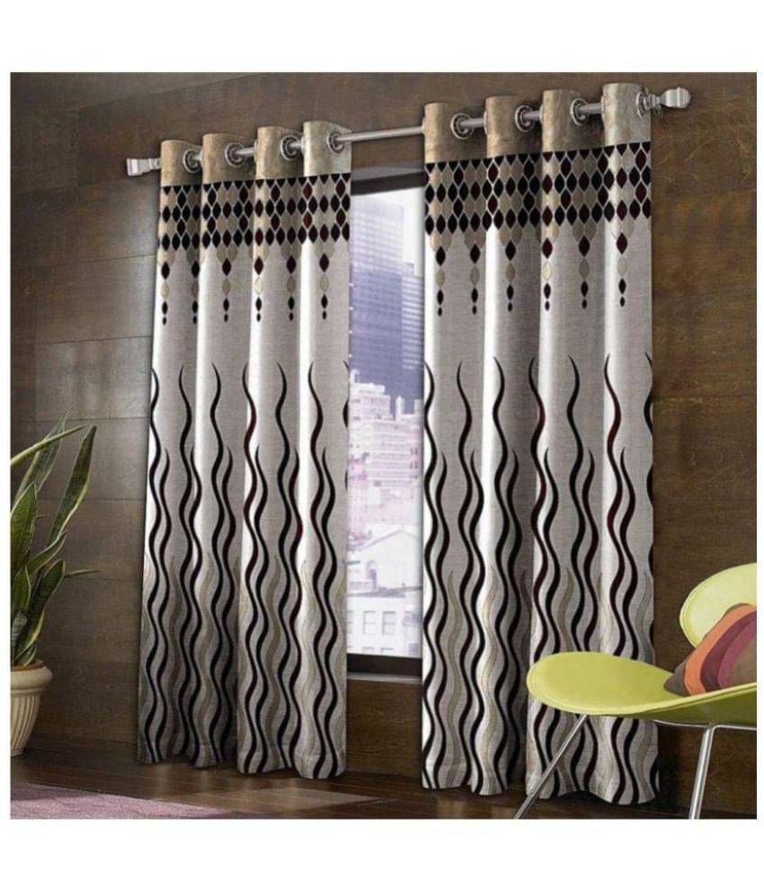 Phyto Home Jacquard Blackout Eyelet Door Curtain 7 ft Pack of 2 -Brown Phyto Home Jacquard Blackout Eyelet Door Curtain 7 ft Pack of 2 -Brown