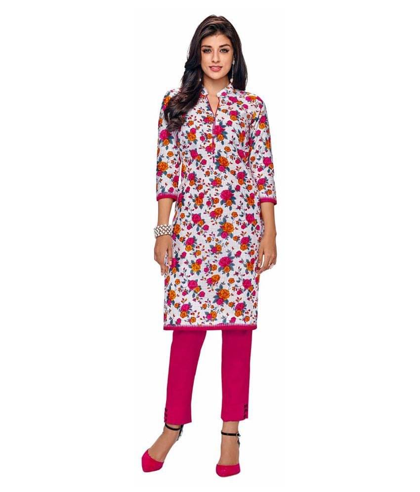Jevi Prints Multicoloured Cotton Straight Kurti     			Jevi Prints Multicoloured Cotton Straight Kurti