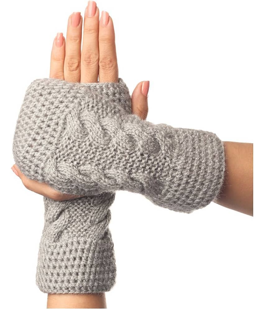 KC Store Women's Gray Hand Knitted Gloves (Mitts) For Winters - Dupattas & Shawls | Buy online on ZillyBuy