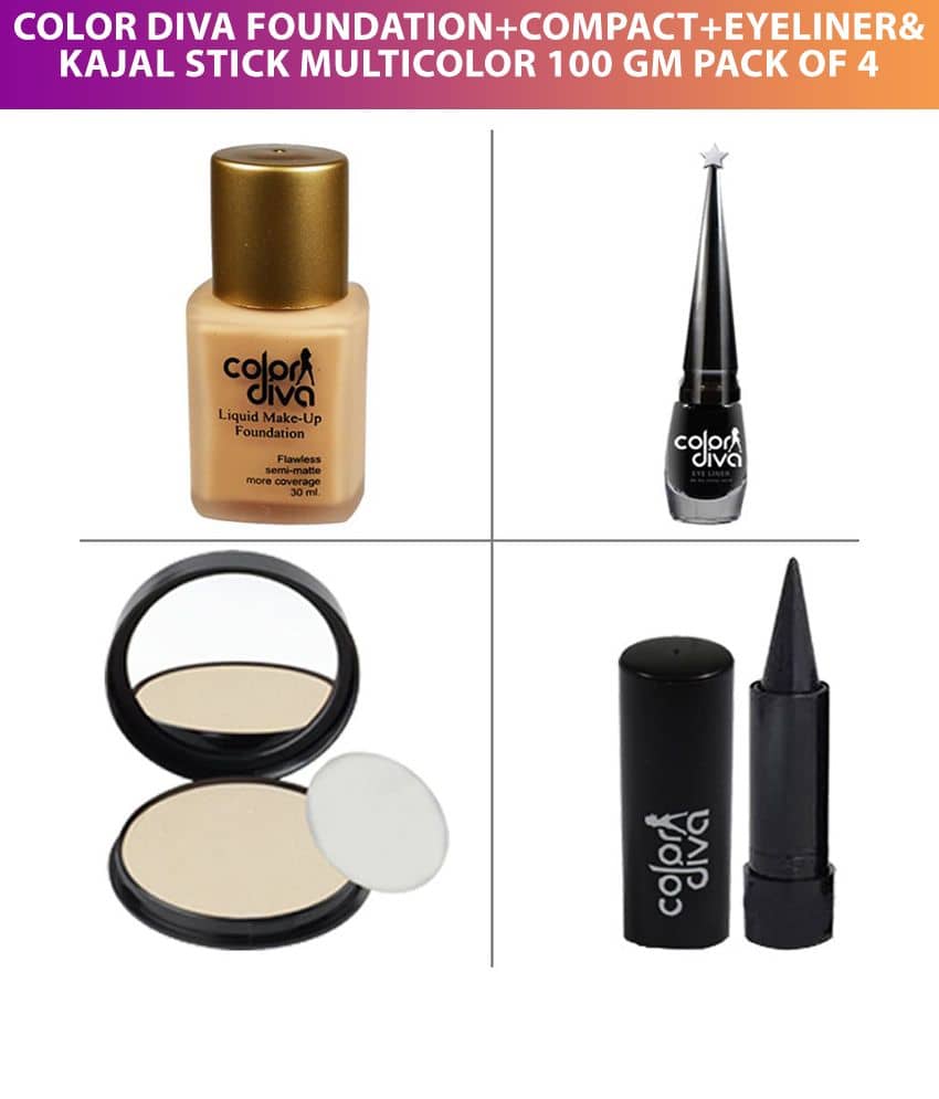 Color Diva Forsted Foundation, Compact Powder, Kajal, Black Eyeliner - Makeup - Eyes | Buy online on ZillyBuy