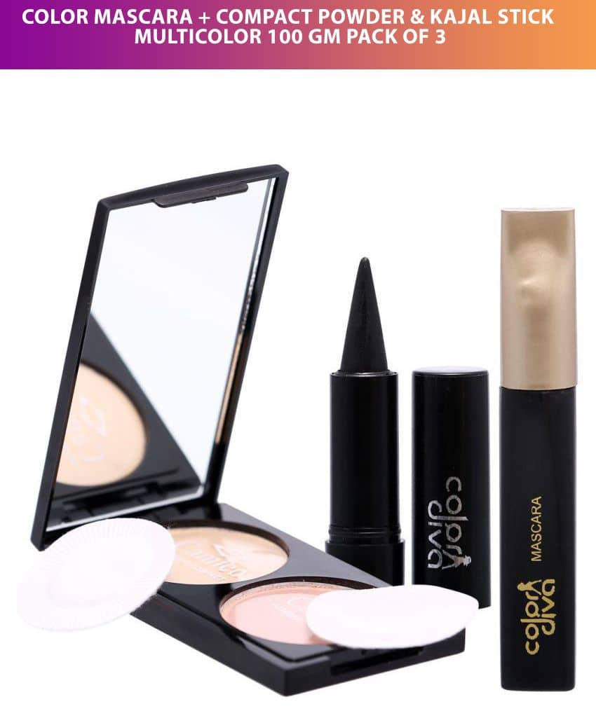 Color Diva Mascara, Dual Compact Powder & Kajal Stick Multicolor Pack of 3 - Makeup - Eyes | Buy online on ZillyBuy