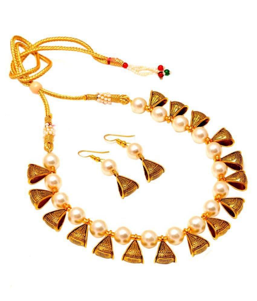     			Jewar Mandi - Gold Gold foil Necklace Set ( Pack of 1 )