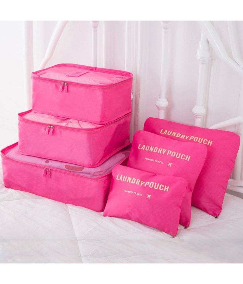     			House Of Quirk Pink 6Pcs/1Set Travel Luggage Storage Bag