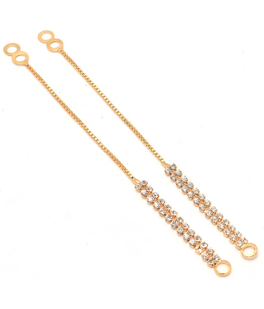 Jewar Mandi - Golden Ear Chain Earrings ( Pack of 2 ) - Earrings | Buy online on ZillyBuy