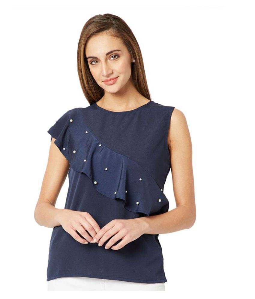 Miss Chase Women's Crepe Regular Top ( Navy ) Miss Chase Women's Crepe Regular Top ( Navy )