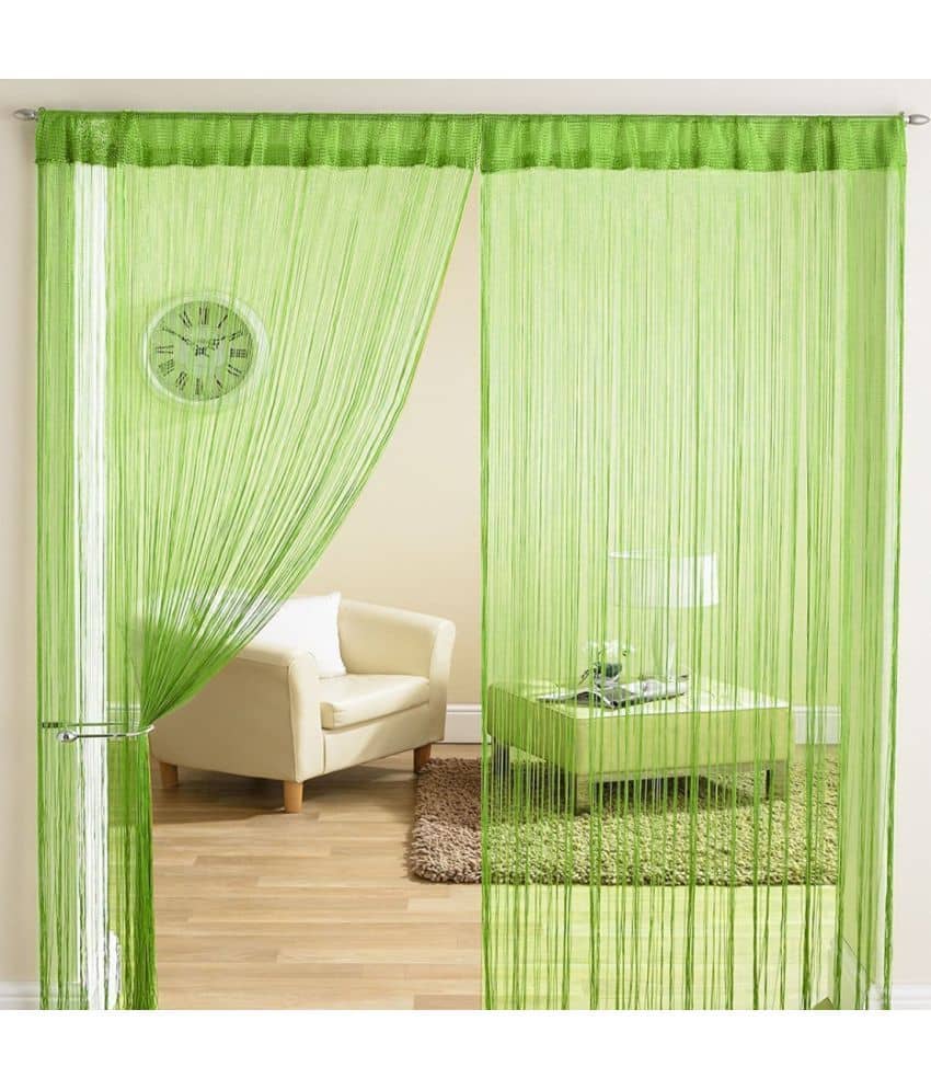 Homefab India Others Semi-Transparent Eyelet Long Door Curtain 9ft (Pack of 2) - Green