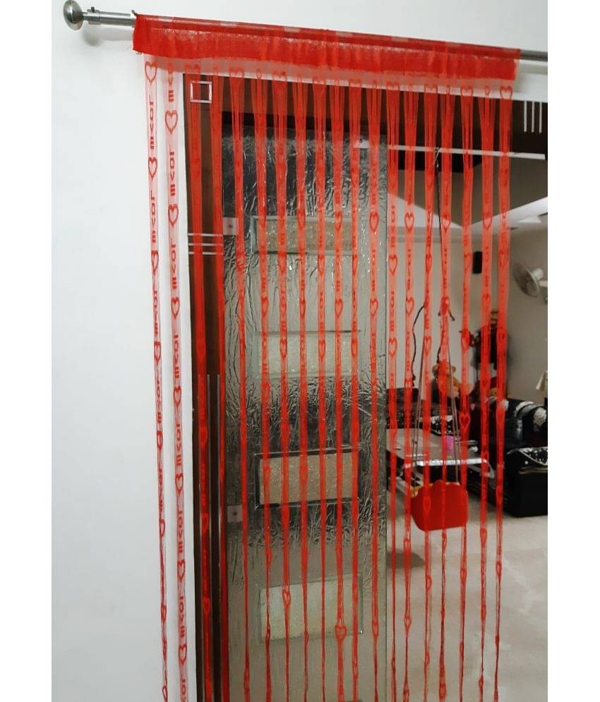 Homefab India Heart Semi-Transparent Eyelet Door Curtain 7ft (Pack of 2) - Red Homefab India Heart Semi-Transparent Eyelet Door Curtain 7ft (Pack of 2) - Red