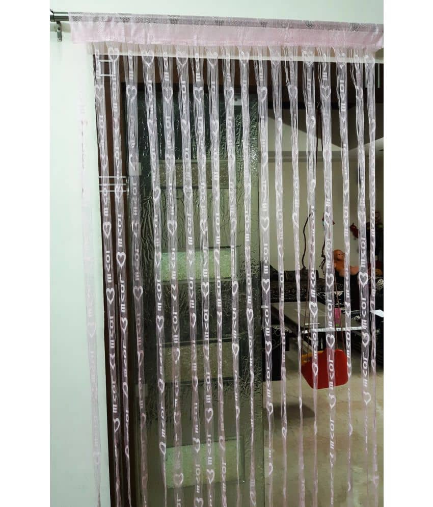 Homefab India Heart Semi-Transparent Eyelet Door Curtain 7ft (Pack of 2) - Pink
