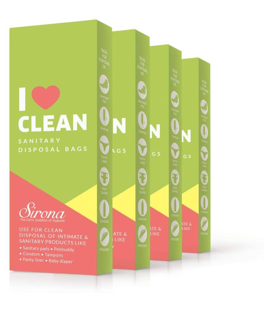Sirona Sanitary Napkin & Baby Diapers Disposal Bags - 60 Bags (Pack of 4 - Each Pack Contains 15 Bags)