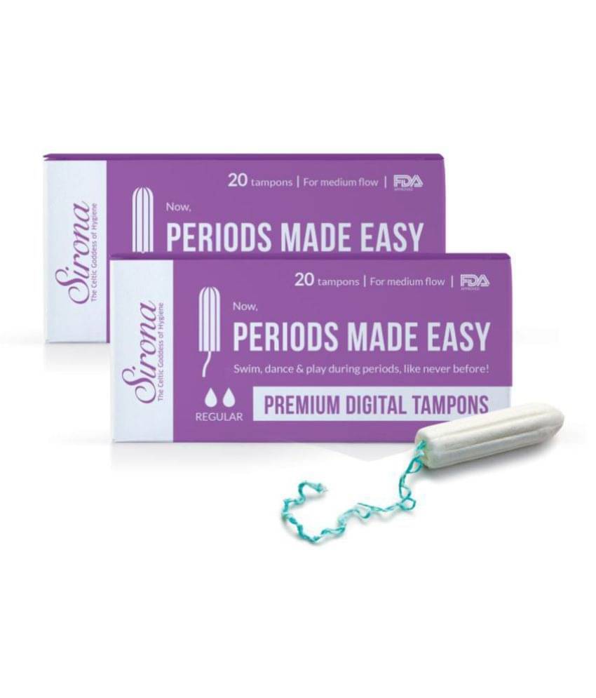 Sirona Period Made Easy Tampons - 20 Piece (Pack of 2) | For Medium & Regular Flow | Biodegradable Tampons | FDA Approved Sirona Period Made Easy Tampons - 20 Piece (Pack of 2) | For Medium & Regular Flow | Biodegradable Tampons | FDA Approved
