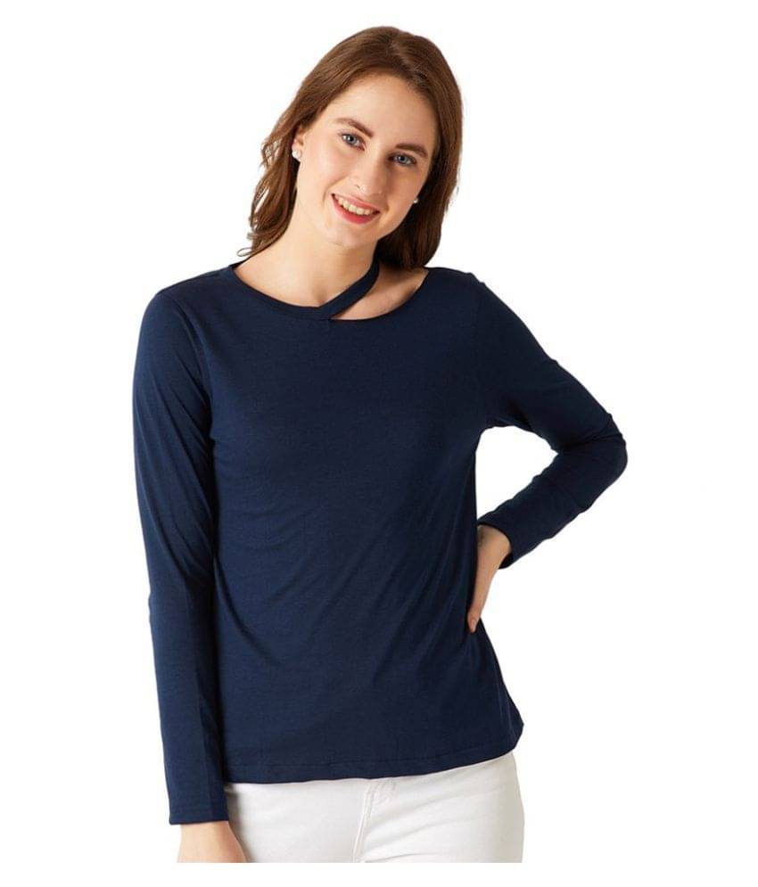 Miss Chase Women's Cotton Regular Top ( Navy )     			Miss Chase Women's Cotton Regular Top ( Navy )