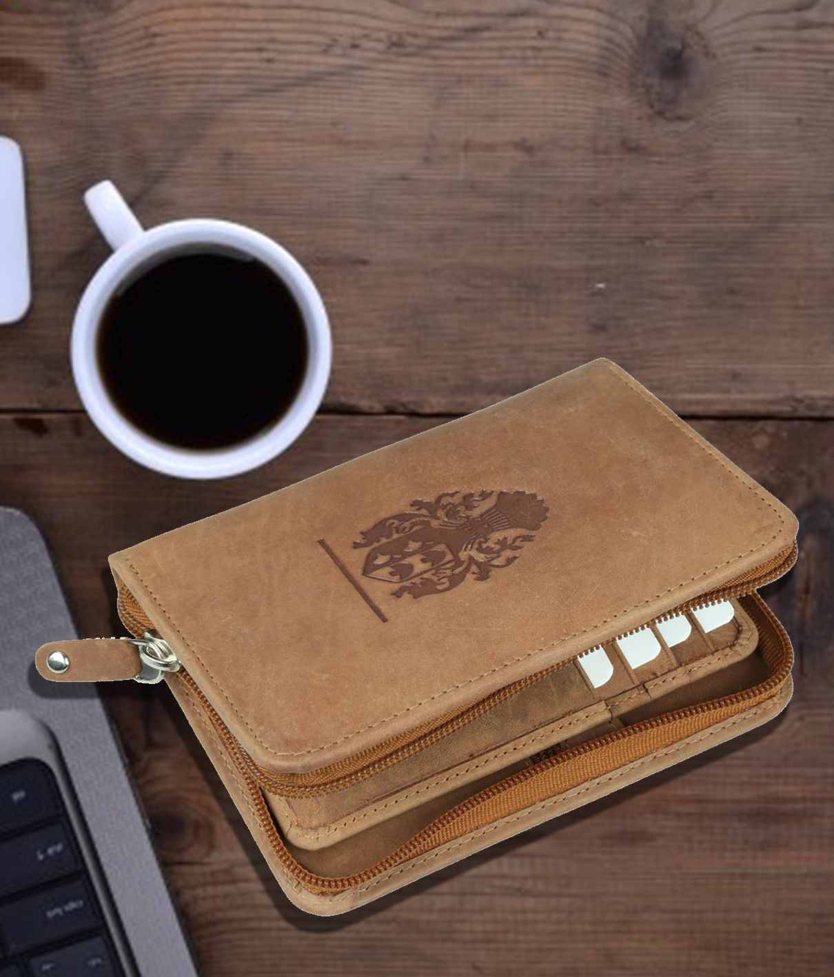     			Style 98 - Tan Leather Men's Zip Around Wallet ( Pack of 1 )