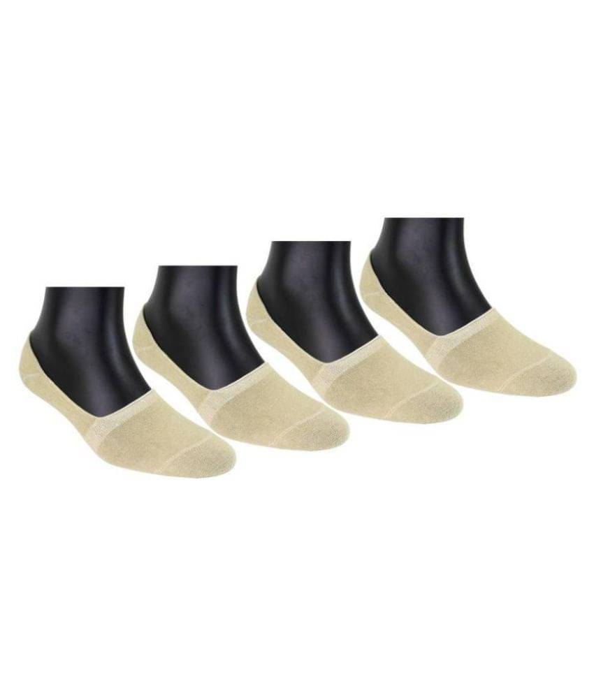     			Tahiro Beige Cotton Plain No Show Socks - Pack Of 4