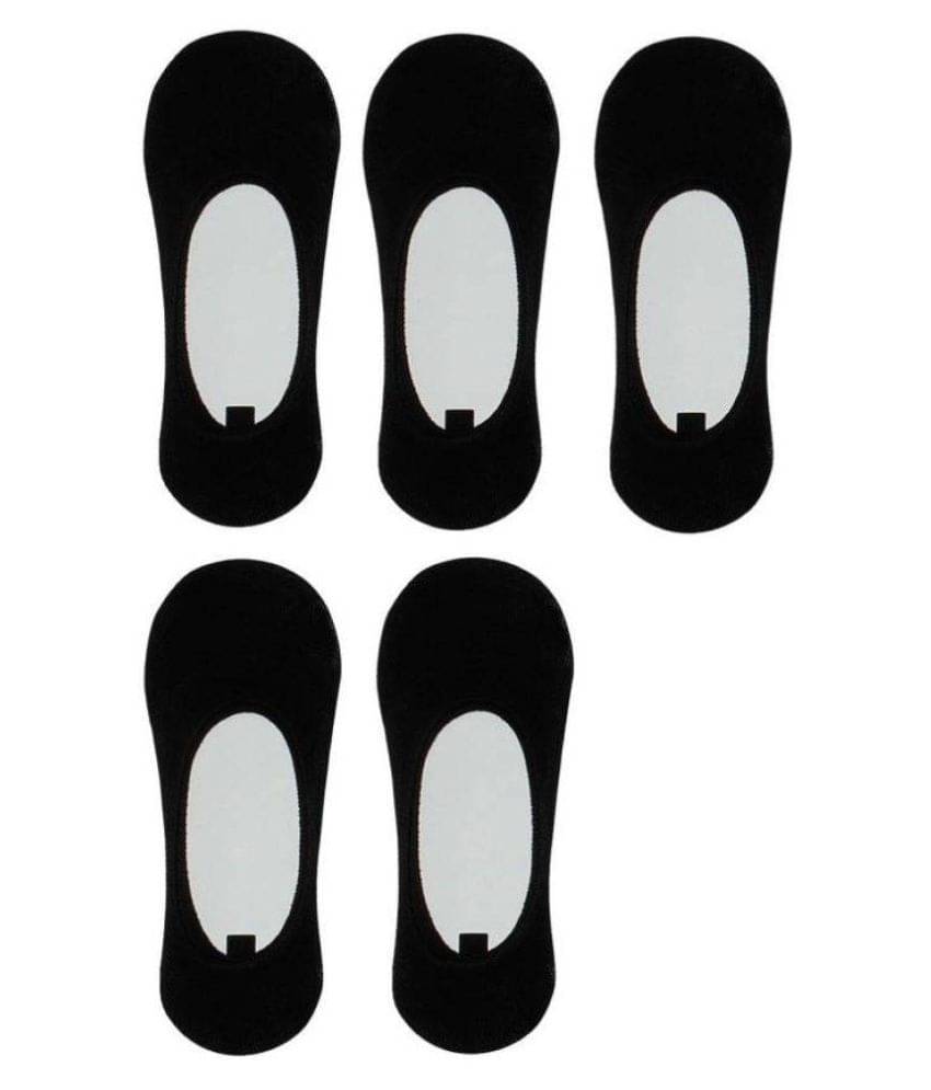     			Tahiro Black Cotton Plain No Show Socks - Pack Of 5