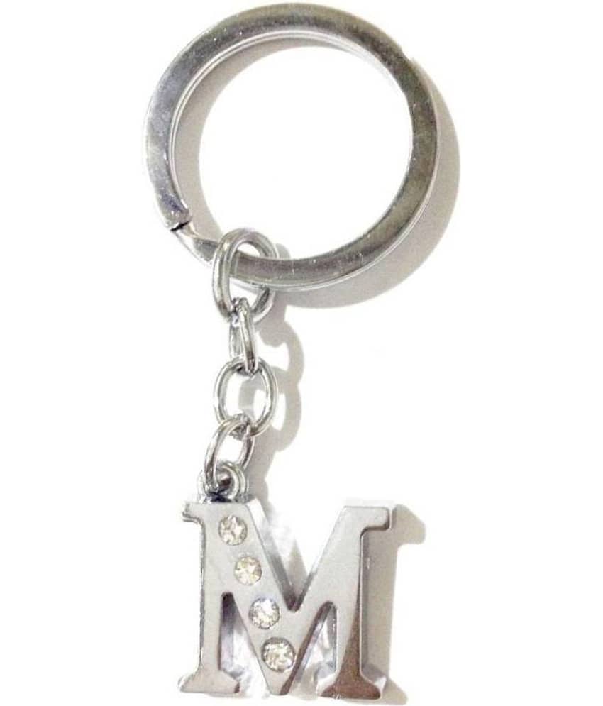 Alphabet M Chrome Metal Finish Keyring Key Chain (Silver) - Jewellery Sets | Buy online on ZillyBuy