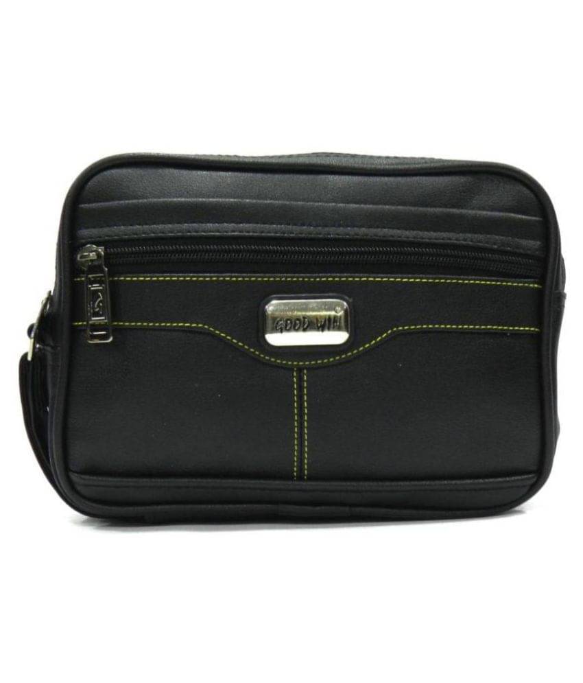     			Goodwin Black Leather Casual Messenger Bag