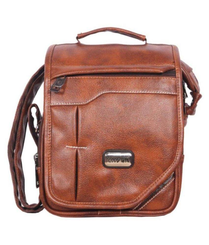     			Goodwin Tan Leather Office Messenger Bag