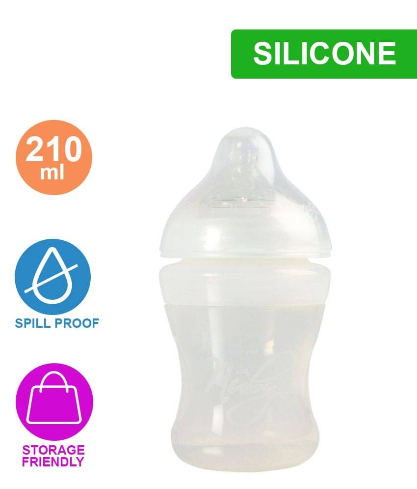 Nuby Silicone bottle with medium flow nipple - 210ml Nuby Silicone bottle with medium flow nipple - 210ml