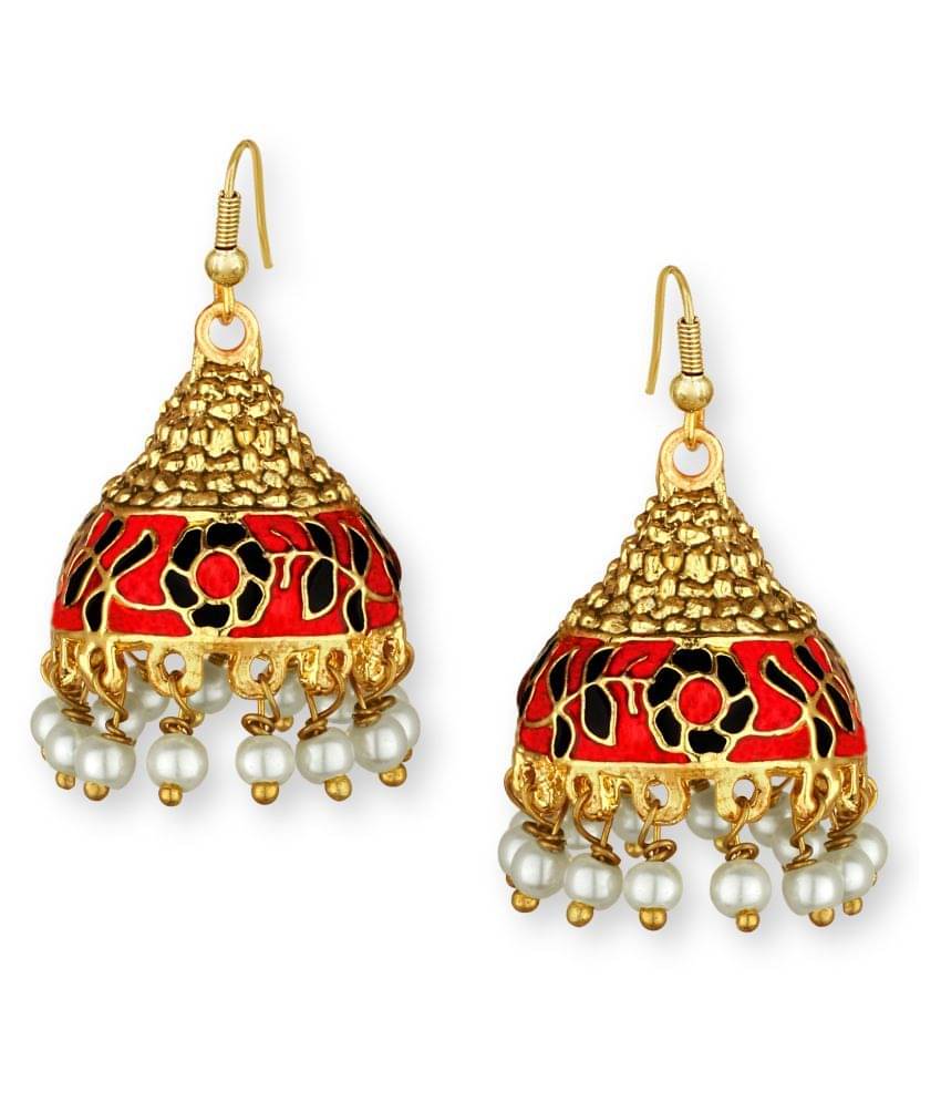     			Spargz Classic Enamel Gold Plated Jhumki Earring For Women