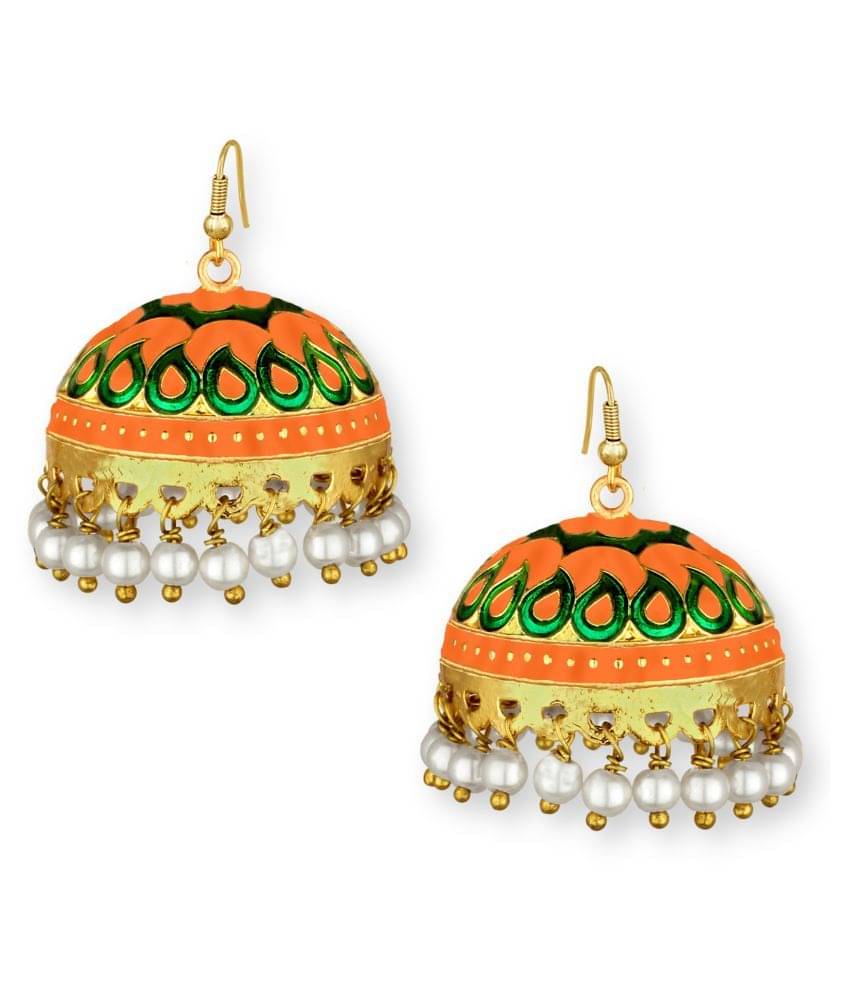     			Spargz Fashionable Enamel Gold Plated Jhumki Earring For Women