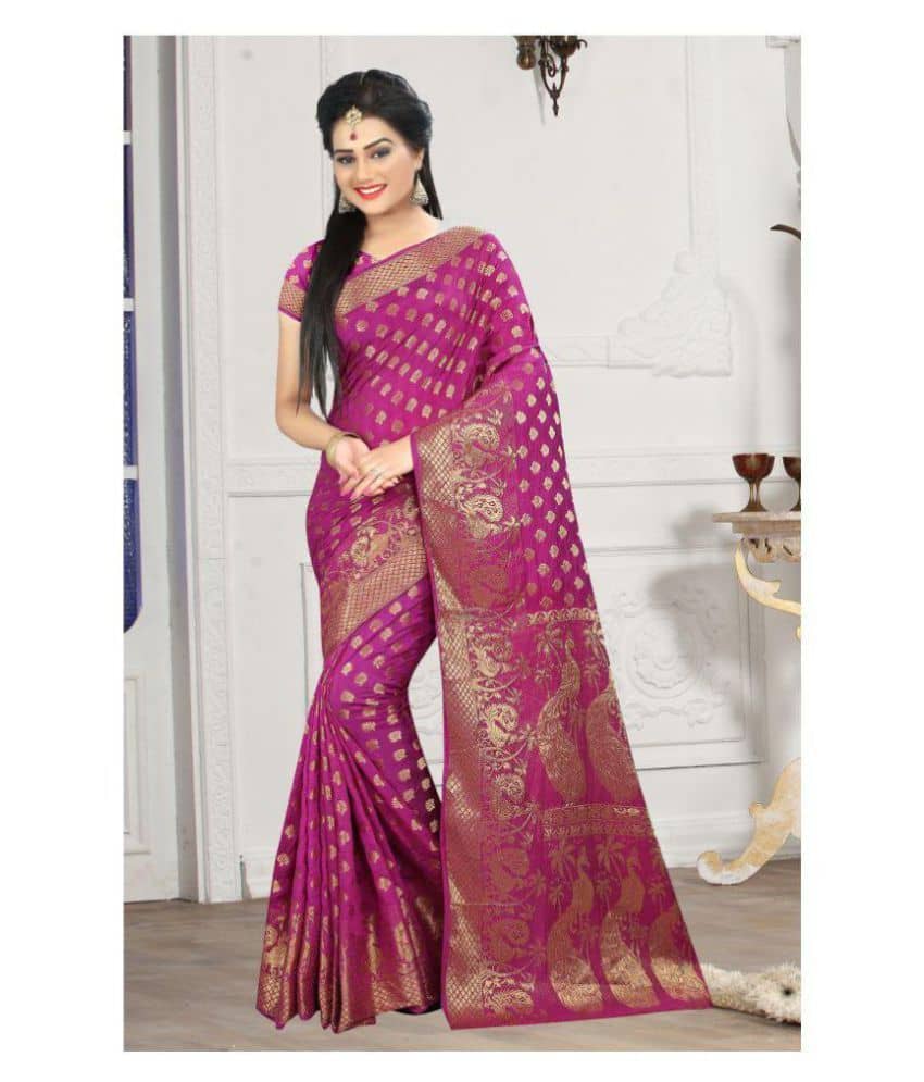 Gazal Fashions Silk Printed Saree With Unstitched Blouse Piece ( Multicolor ) - Sarees | Buy online on ZillyBuy
