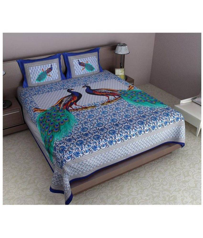 TOP ONE Cotton Double Bedsheet ( Blue ) TOP ONE Cotton Double Bedsheet ( Blue )