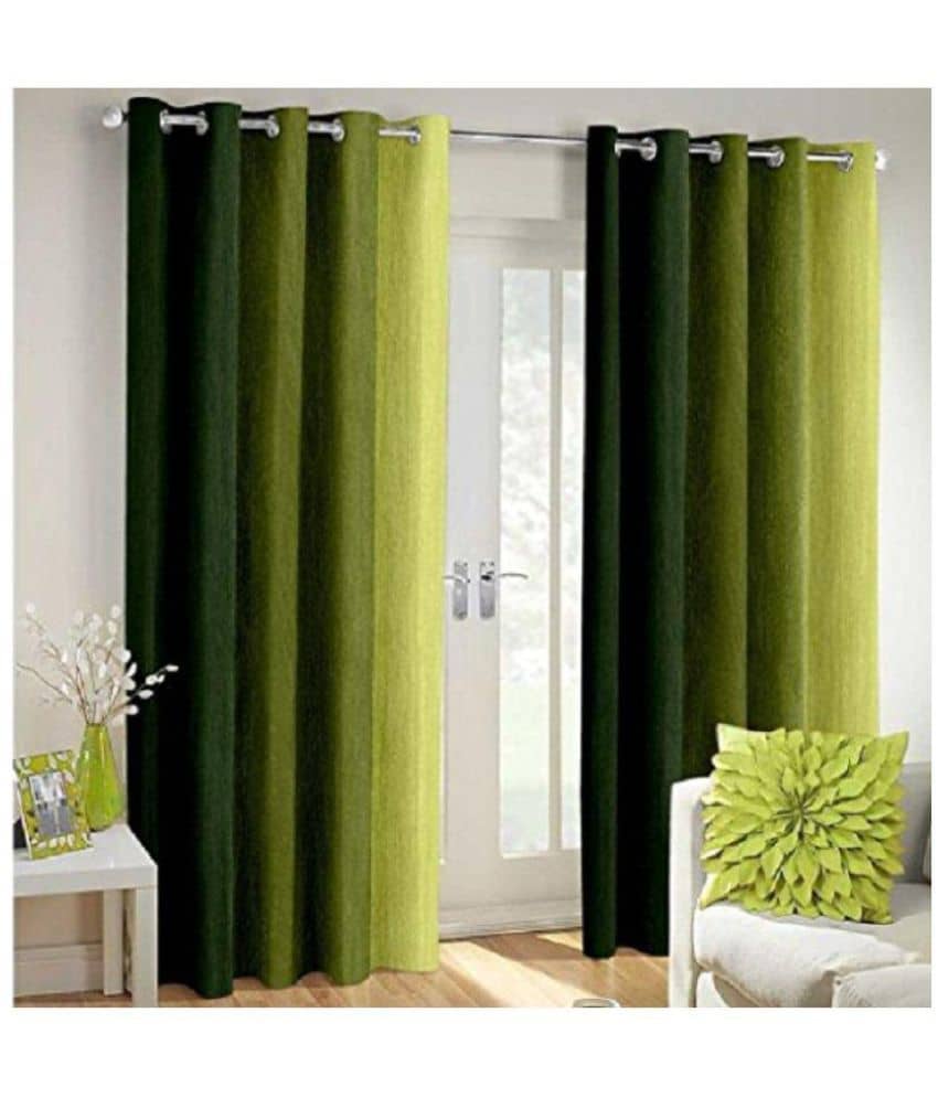 Phyto Home Blackout Room Darkening Eyelet Door Curtain 7 ft Pack of 2 -Green