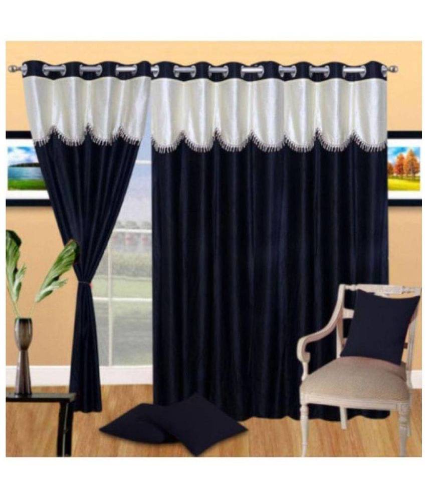     			Tanishka Fabs Semi-Transparent Curtain 5 ft ( Pack of 3 ) - Black