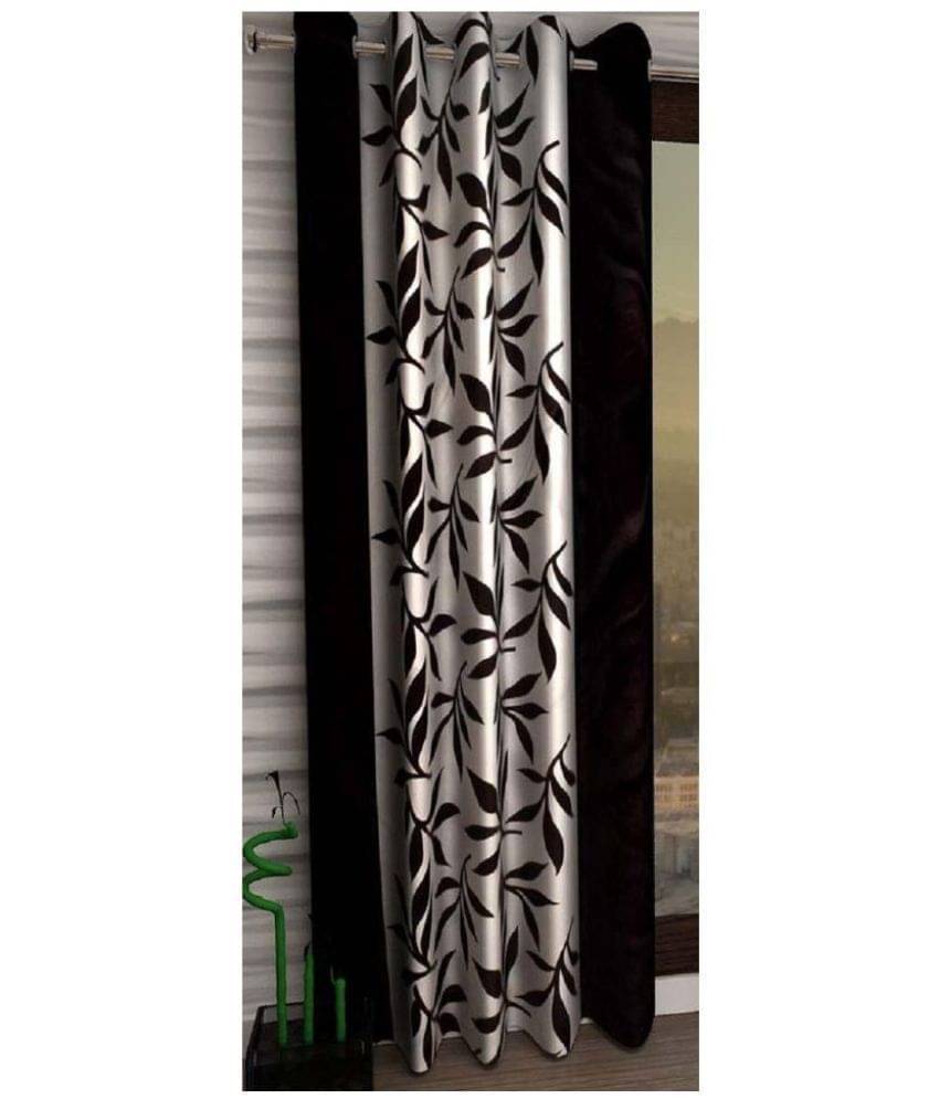 Tanishka Fabs Semi-Transparent Curtain 7 ft ( Pack of 1 ) - Black Tanishka Fabs Semi-Transparent Curtain 7 ft ( Pack of 1 ) - Black