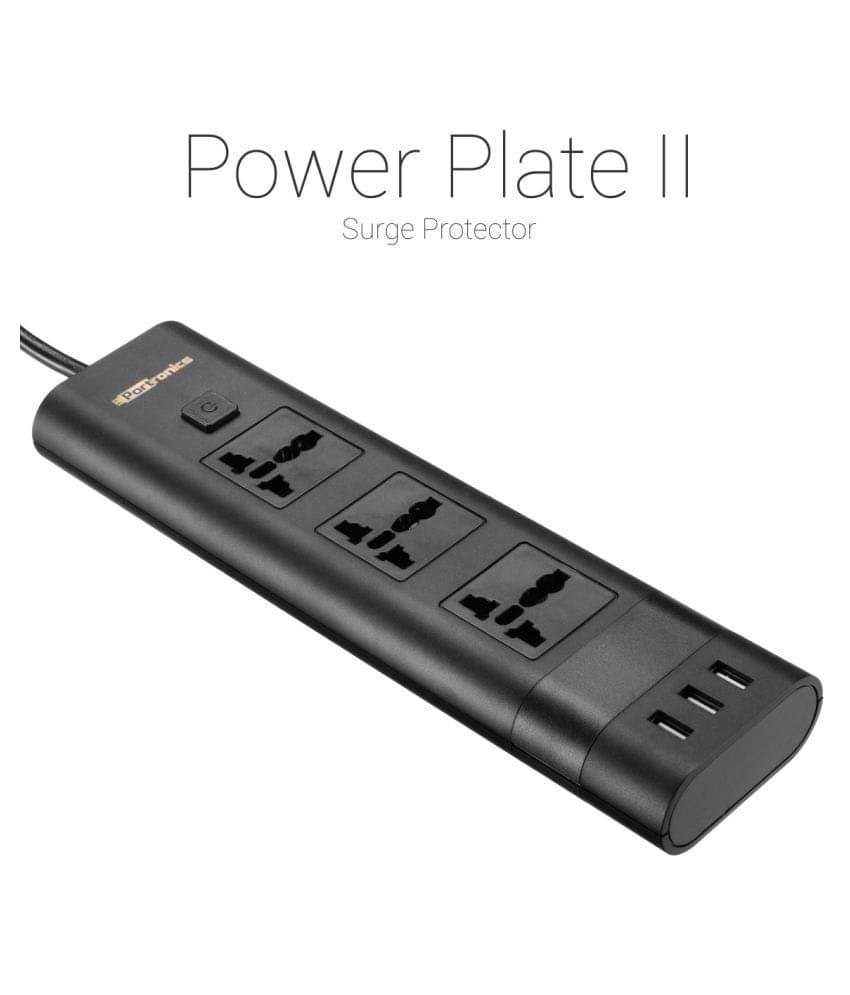     			Portronics POR-671 3 socket with USB Surge Protector