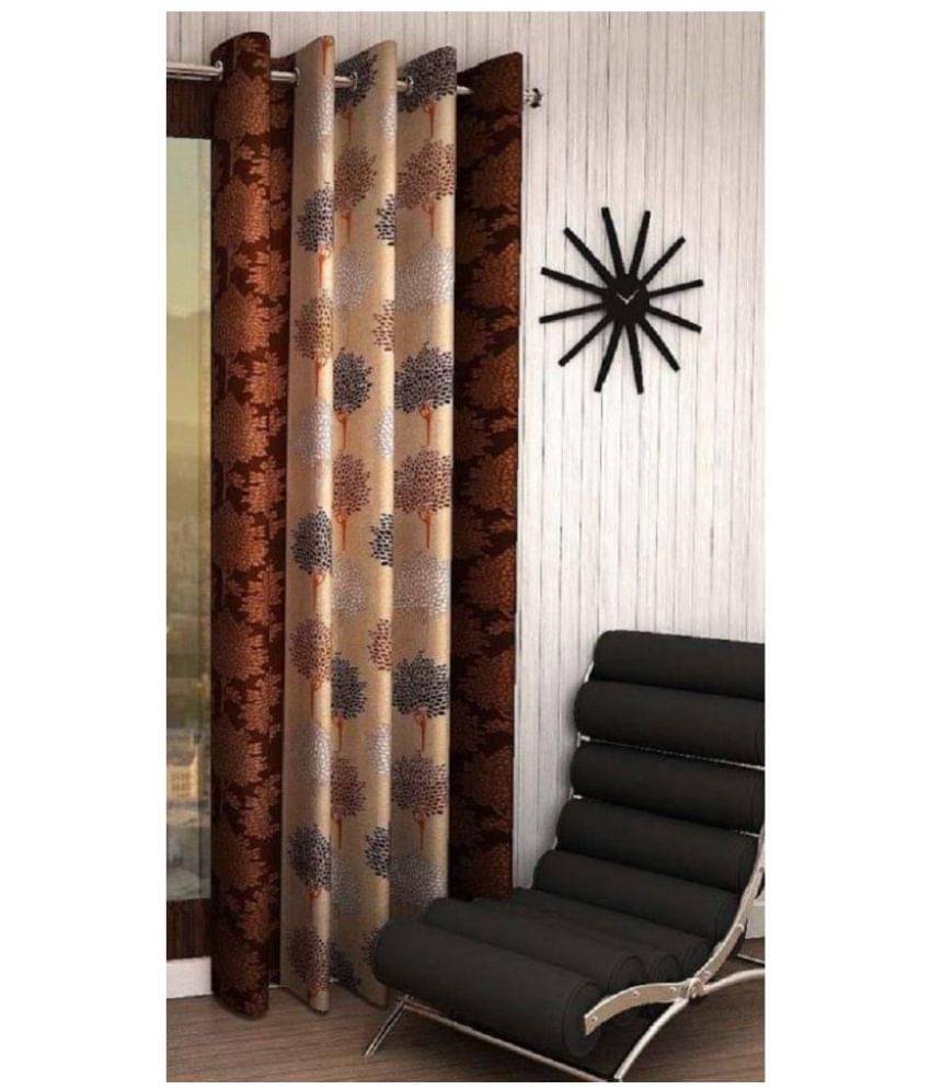 Tanishka Fabs Semi-Transparent Curtain 5 ft ( Pack of 1 ) - Brown Tanishka Fabs Semi-Transparent Curtain 5 ft ( Pack of 1 ) - Brown