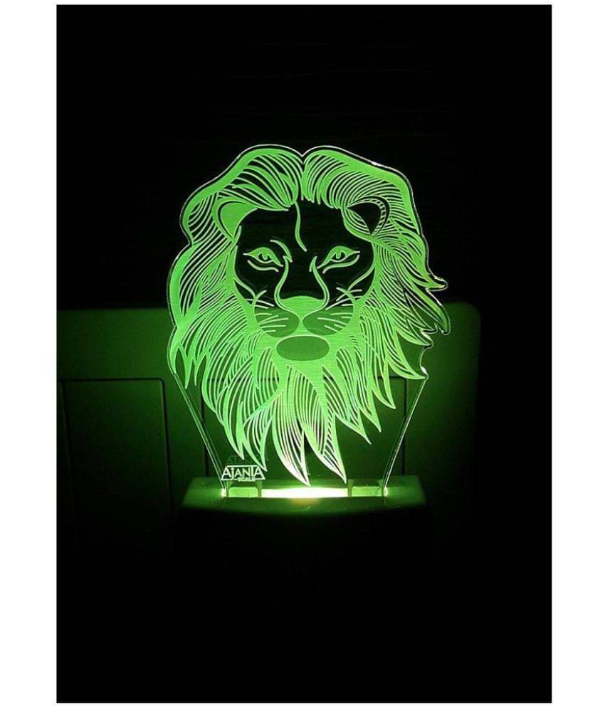     			Ajanta Lion Face 2024   3D Night Lamp Multi - Pack of 1