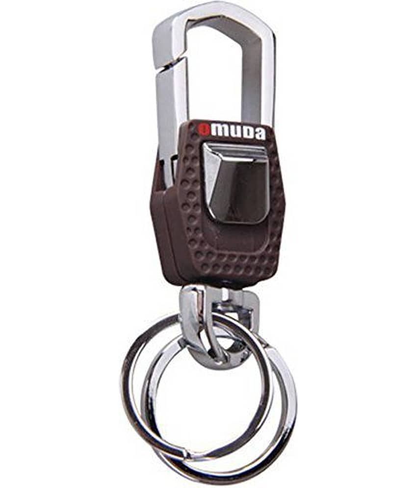 Button-operated Double-Ring Omuda Hook (Brown) Key Chain - Jewellery Sets | Buy online on ZillyBuy