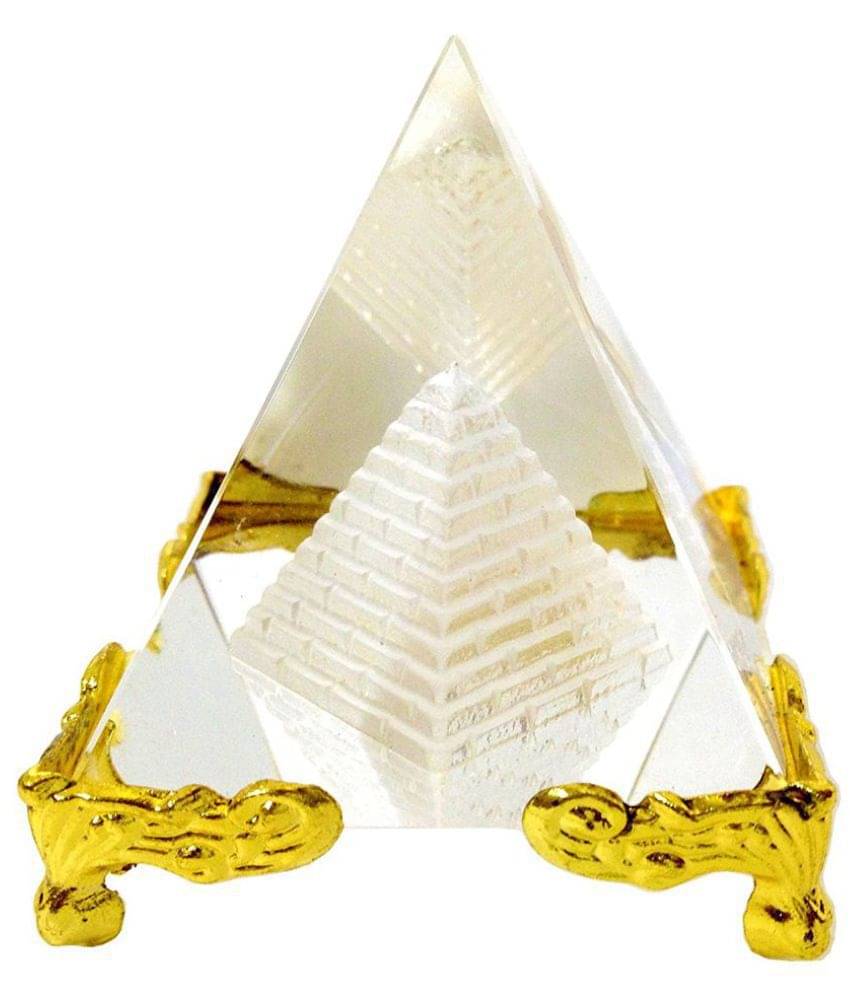     			S.S Colllecion  100% Original Sphatik/Crystal Shri Yantra With Gold Plated Stand
