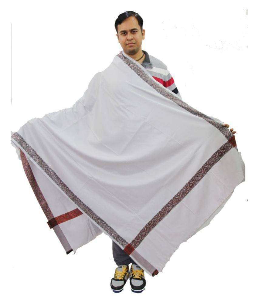     			Vrinde GhostWhite Borders Woolen Shawls For Winters