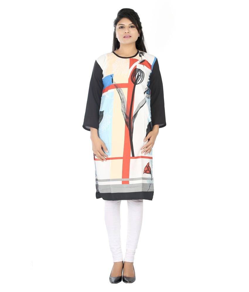 FCK-3 Red Crepe Straight Kurti     			FCK-3 Red Crepe Straight Kurti