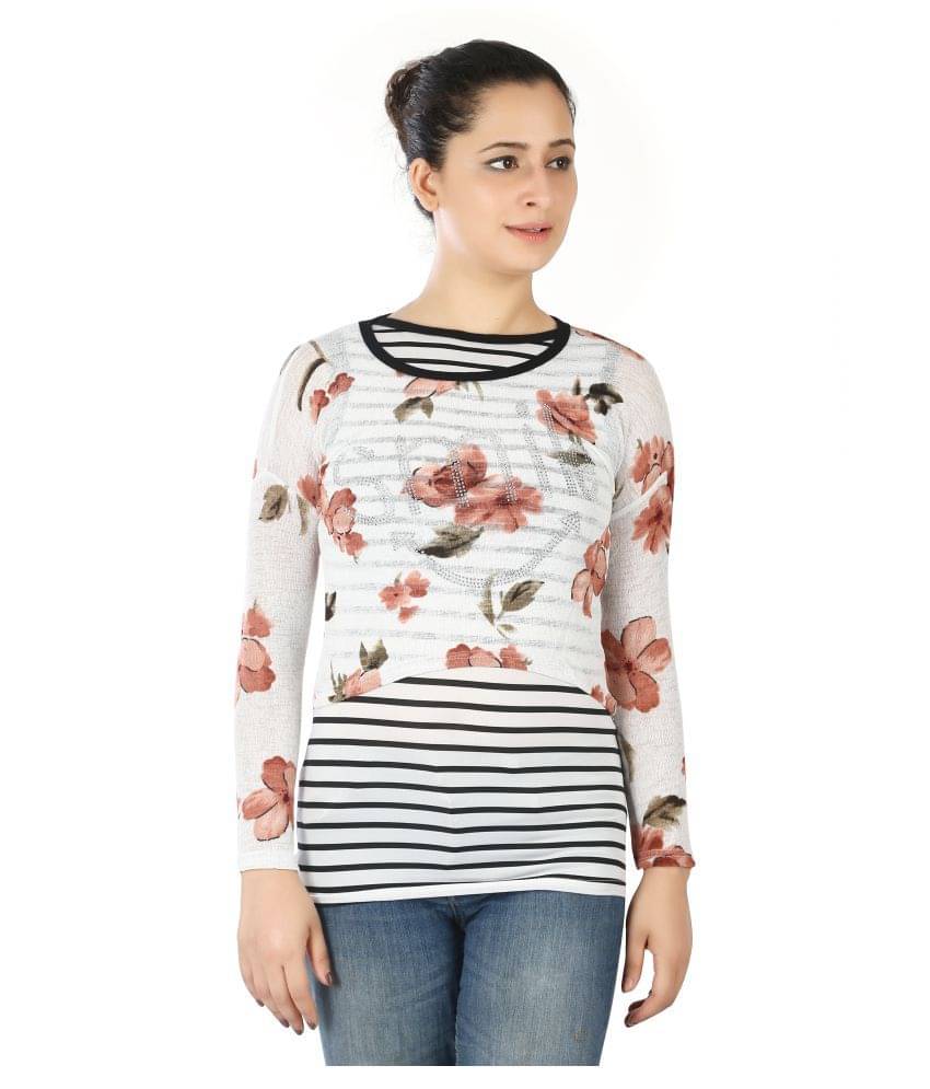 FCK-3 Women's Georgette Regular Top ( White ) FCK-3 Women's Georgette Regular Top ( White )