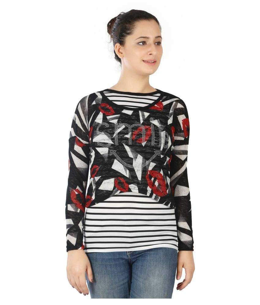 FCK-3 Women's Georgette Regular Top ( Navy ) FCK-3 Women's Georgette Regular Top ( Navy )