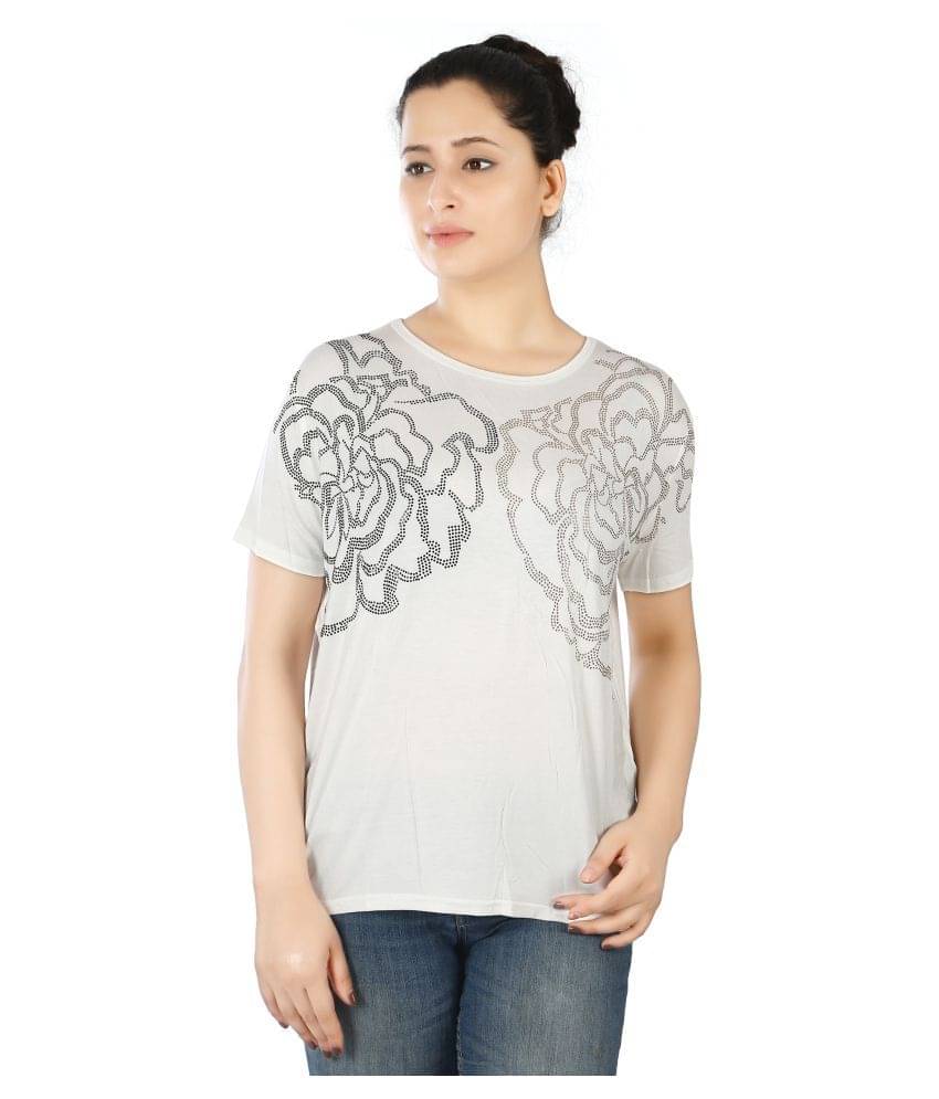 FCK-3 Women's Georgette Regular Top ( White ) FCK-3 Women's Georgette Regular Top ( White )