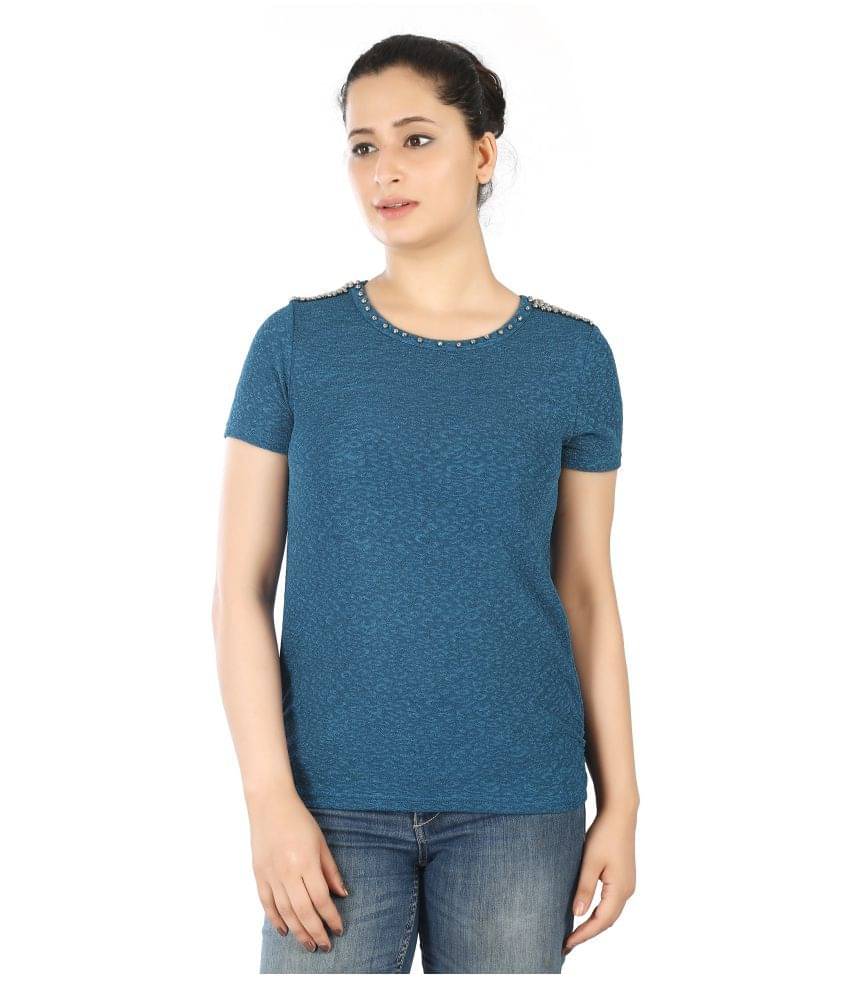 FCK-3 Women's Georgette Regular Top ( Blue ) FCK-3 Women's Georgette Regular Top ( Blue )
