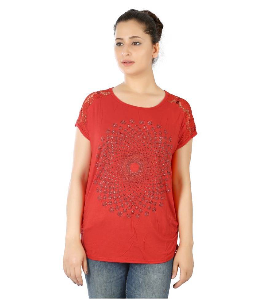 FCK-3 Women's Georgette Regular Top ( Red ) FCK-3 Women's Georgette Regular Top ( Red )