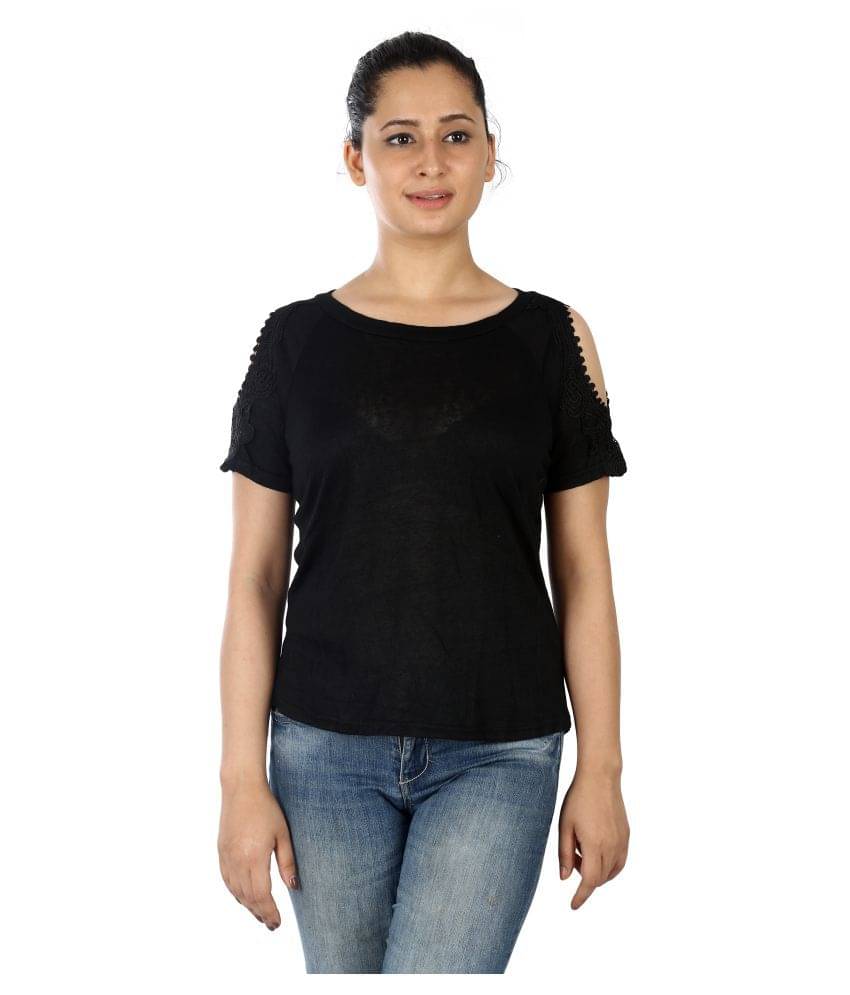     			FCK-3 Women's Georgette Regular Top ( Black )