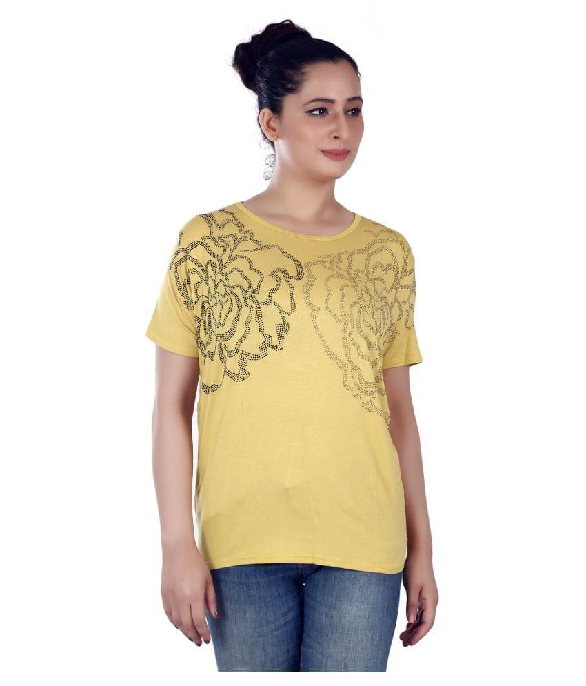     			FCK-3 Women's Georgette Regular Top ( Yellow )