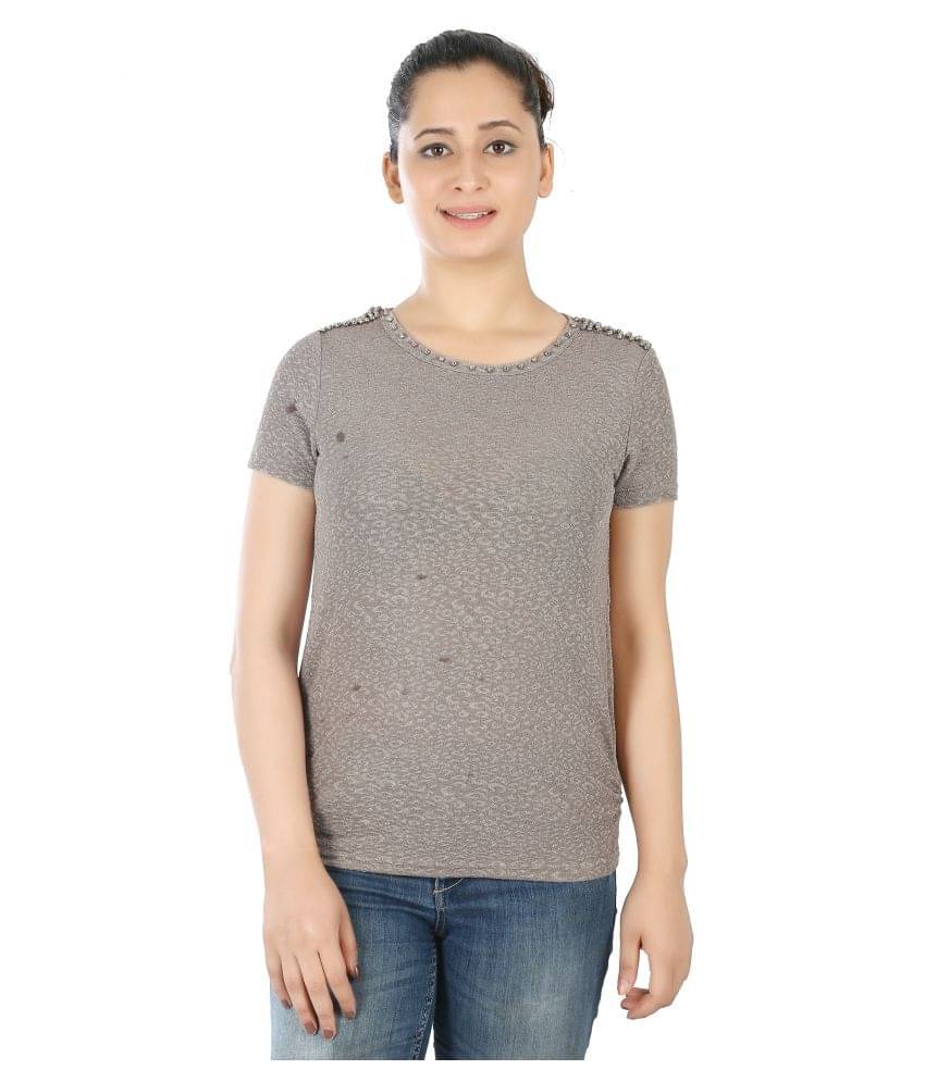     			FCK-3 Women's Georgette Regular Top ( Grey )