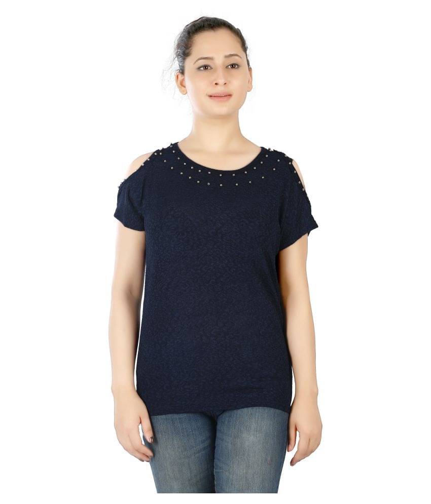 FCK-3 Women's Georgette Regular Top ( Navy ) FCK-3 Women's Georgette Regular Top ( Navy )